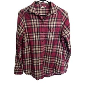 SO Women's Long Sleeve Plaid Shirt - Pink and White